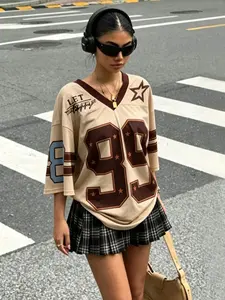 Blokettecore 99 Retro Jersey Short-Sleeve T-Shirt | Unisex Loose Fit Y2K Mesh Top, Vintage Star Print, the Perfect Choice for Street Style and Everyday Wear ✨