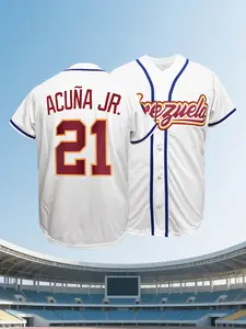 #21 Venezuela Embroidered Baseball Jersey | Men's Stitched Retro Athletic Fan Shirt | Breathable Short Sleeve Sports Top