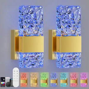 Smart RGB Wall Sconces Set of 2, Work with Alexa and Google Assistant ,3000K-6000K Hardwired Dimmable LED Night lights, Wall Lights with Remote Control, Indoor Wall Home Decor, Smart LED Wall Lights for Bedroom Living Room Party