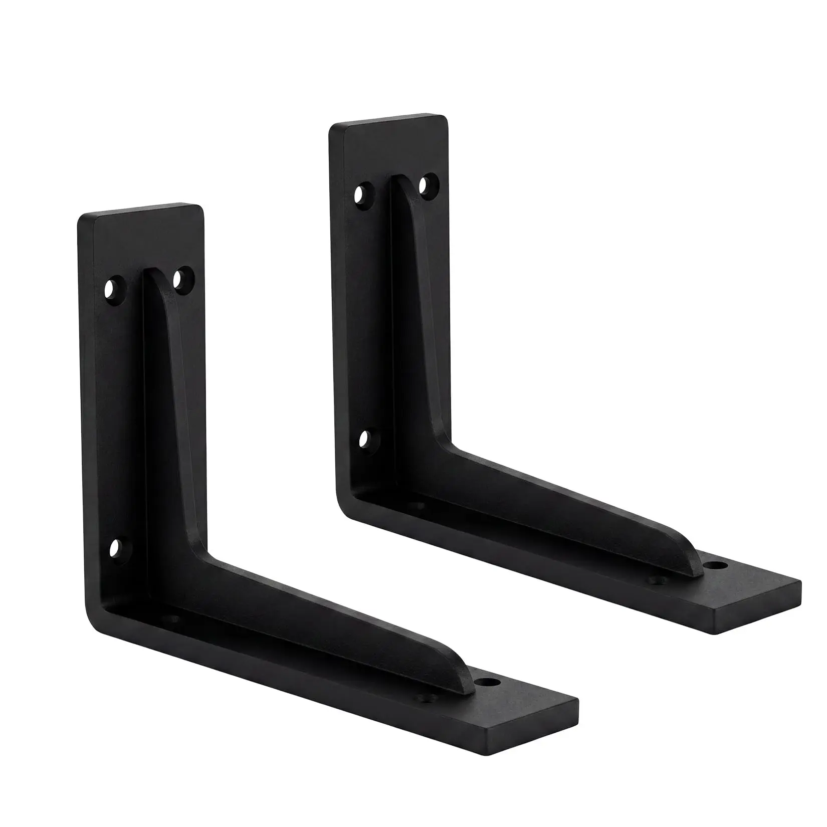 Garvee Heavy Duty L Shelf Brackets in Matte Black Stainless Steel, Available in 3.4in, 9.4in, and 19.3in Sizes with 4.2mm Thick Wall Mount Support for Wood Floating Shelves, Perfect for Kitchen and Bedroom Storage