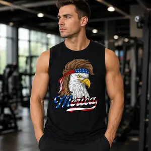 Merica Bald Eagle Mullet Tank Top for Men, Funny Patriotic USA Sleeveless Shirt, American Flag Eagle Freedom Muscle Tank, Fourth of July Independence Day Gym Tee