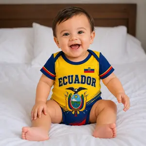 [CUSTOM NAME&NUMBER] - Ecuador Baby Bodysuit, Yellow Blue Infant One Piece, Soccer Style Baby Outfit with Eagle Graphic