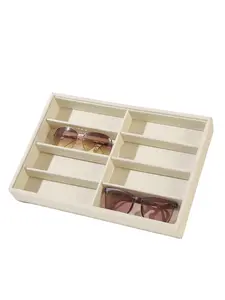 8-Compartment Velvet Eyewear Display Box, Soft, Anti-Slip Inner Lining, Ideal for Desktop Storage & Store Displays