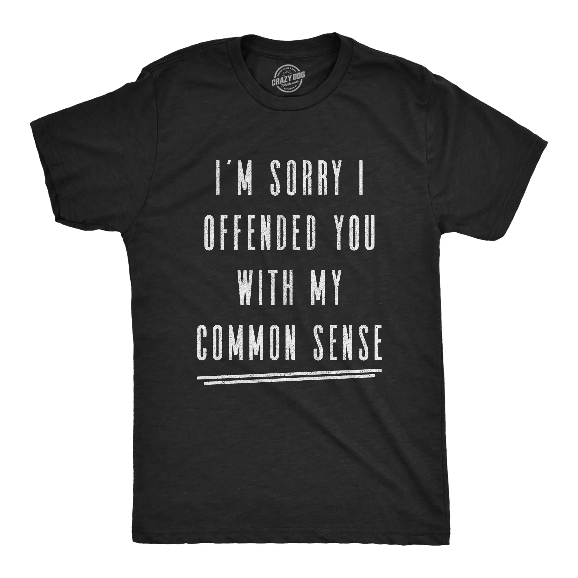 Mens I'm Sorry I Offended You With My Common Sense T Shirt Funny Sarcastic Graphic Tee Mens Funny T Shirts Cool Vintage Fashion T-Shirt Gift Classic Menswear Funny Sarcastic Short Sleeve Novelty Tees for Guys Black