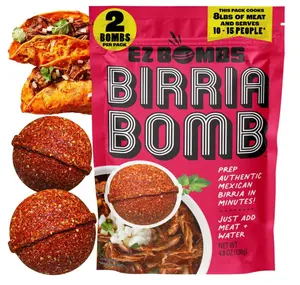 EZ Bombs Birria Bomb Seasoning, Pack of 2 – Authentic Mexican Spice Mix for Tacos, Burritos, Nachos, and Quesadillas – Made with Real Chiles, Herbs, and Spices for Quick and Flavorful Meals