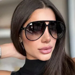 Retro Double Bridge Oversized Glasses Versatile Frame for Back To School/Commuting/Vacation