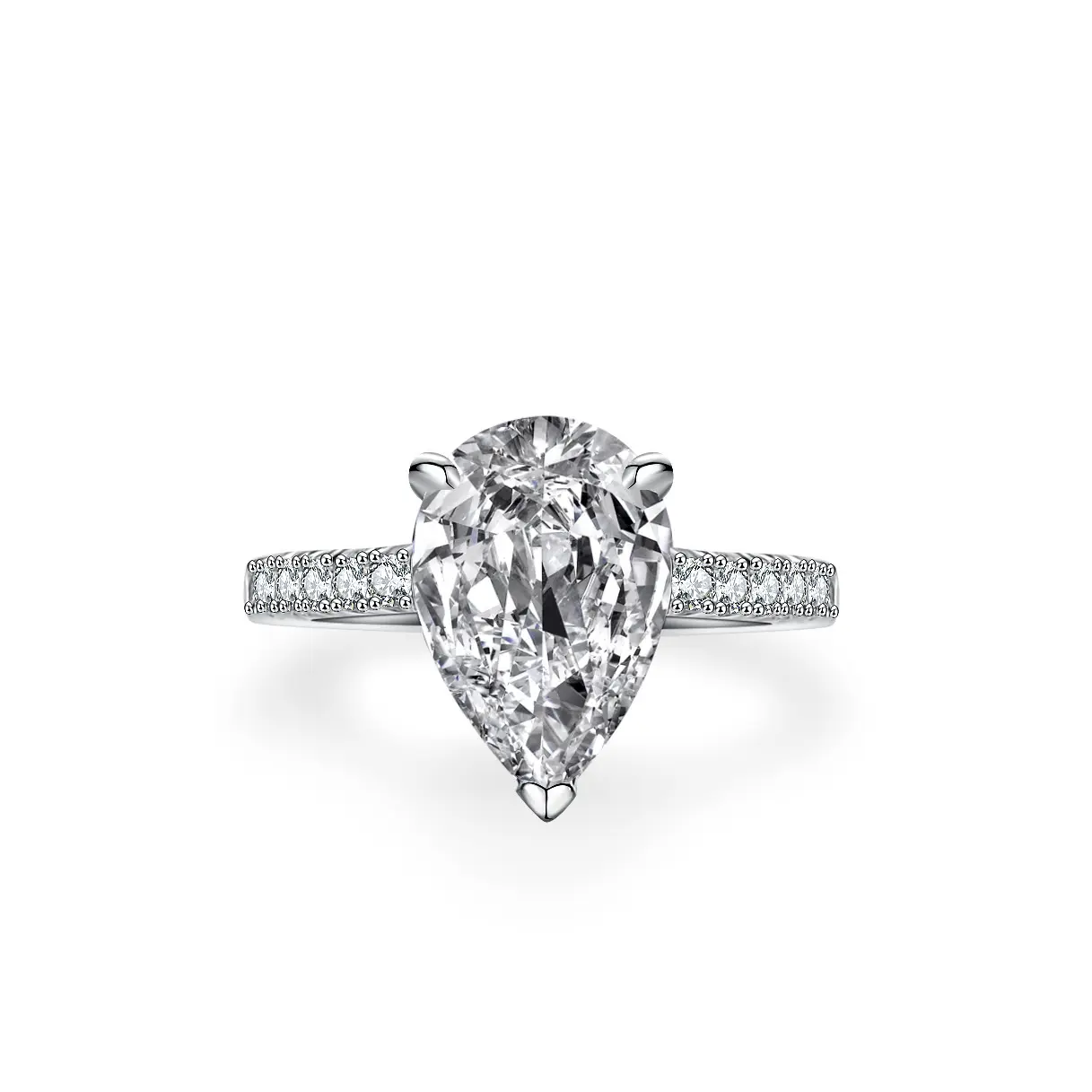 (Pear Cut 4CT) 925 Sterling Silver Synthetic Moissanite Ring Bridal Statement Engagement Ring Band,pear cut moissanite ring, pear shaped engagement ring, teardrop moissanite ring, 925 sterling silver pear ring, pear moissanite ring,