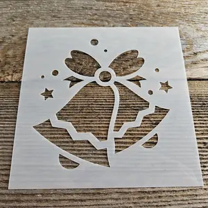 Wedding Bells Stencil Reusable Cookie Decorating Craft Painting Windows Signs Mylar Christmas Bells 5.5"