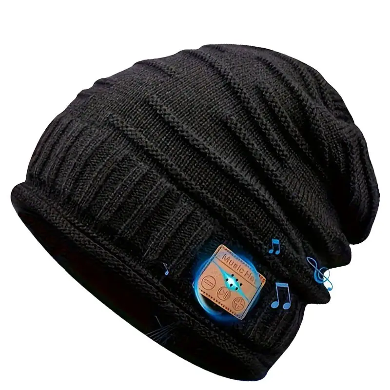 BT Beanie Hat Wireless Headphones for Men & Women, Creative Gift Idea, Cool Technology for Gamers, Music Cap Accessory