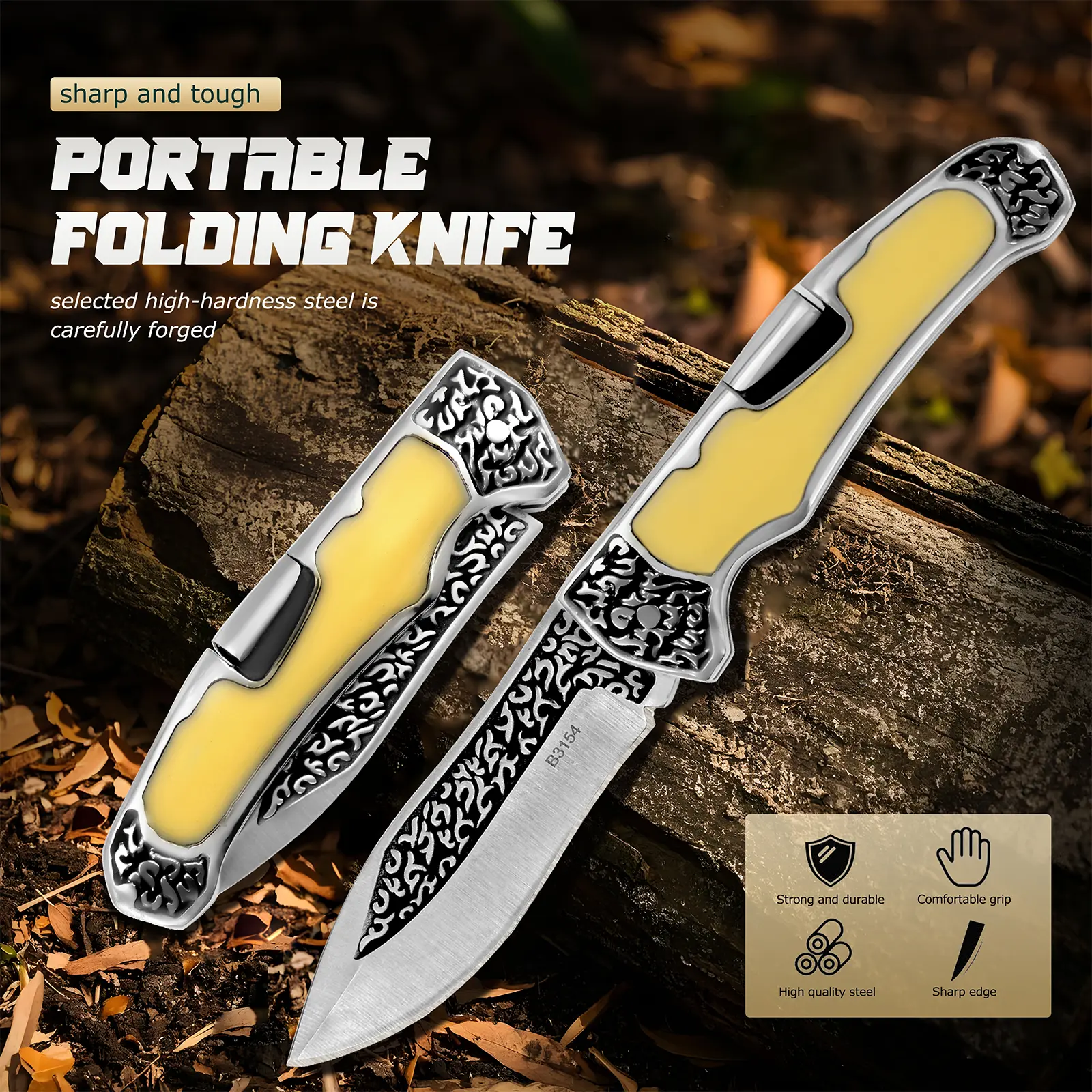 Beautiful resin pocket knife, sharp and hard blade, comfortable grip, ideal choice for festive gifts, long blade, resin handle knife, high-quality knife, Damascus knife, handmade knife Block