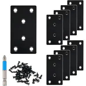 Swiilpo 8 Pack Black Flat Mending Plate 3.15x1.57'', Stainless Steel Bracket, Straight Metal Brace Bracket, Fixing Joining Plate for Wood Furniture Fastening & Fixing l bracketQuesear