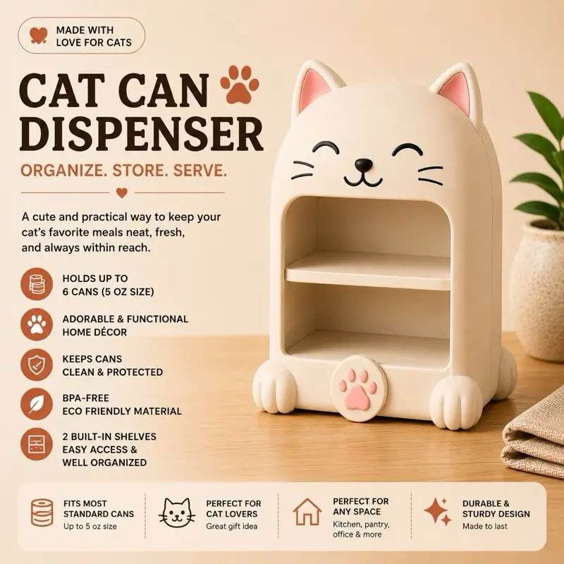 Cute Cat Food Can Organizer