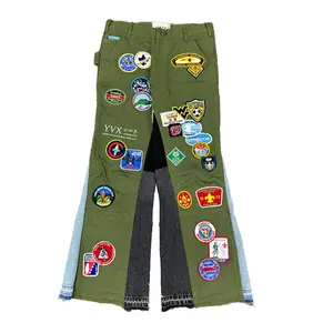 YVX Linen Souls Flared Patch Carpenter Pants Green