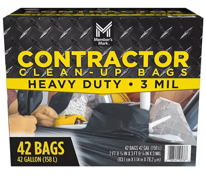 Member's Mark Commercial Contractor 42-Gallon Clean-Up Bags, 42 ct. Box Plastic Set Multicolor