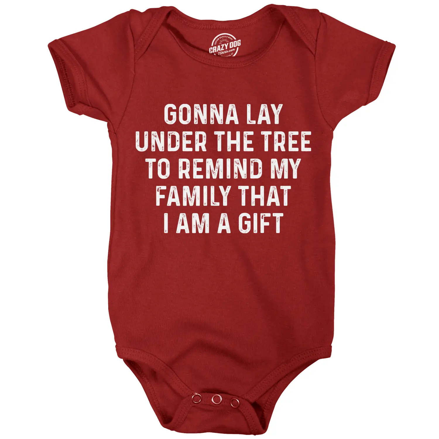 Gonna Lay Under The Tree To Remind My Family That I Am A Gift Funny Christmas Jumper For Infants Funny Baby Onesies Christmas Clothes for Baby Novelty Onesie Red - Lay