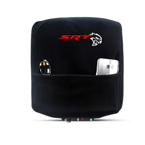 Seat Armour Center Console Cover for 2015–2024 Dodge Challenger – Black, 100% Cotton with Embroidered SRT Logo & Organizer Pocket – Custom Fit & Machine Washable