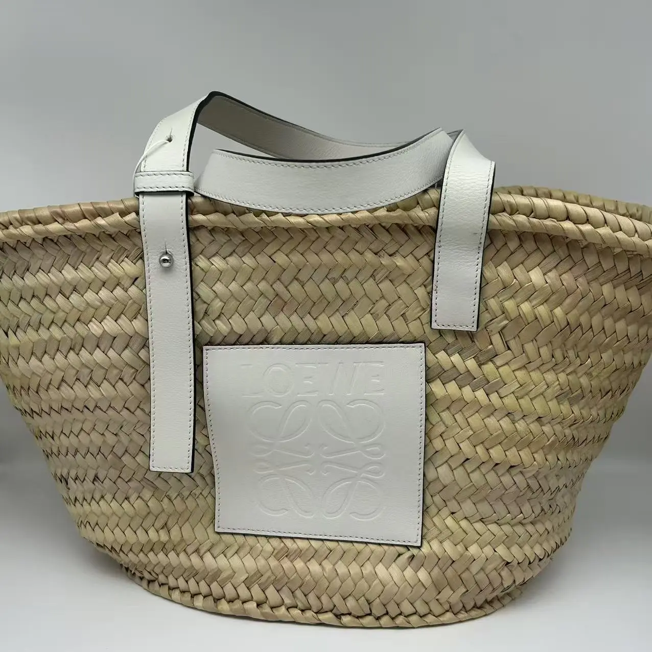 Pre-owned Loewe Basket Bag in Palm Leaf and Calfskin