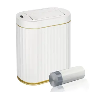 ELPHECO Smart Induction Waterproof Trash Bin - Flip-Top Design for Bathroom, Kitchen, Bedroom, and Office - Cute Nordic Style Springtok White Motion Sensor Automatic Filter
