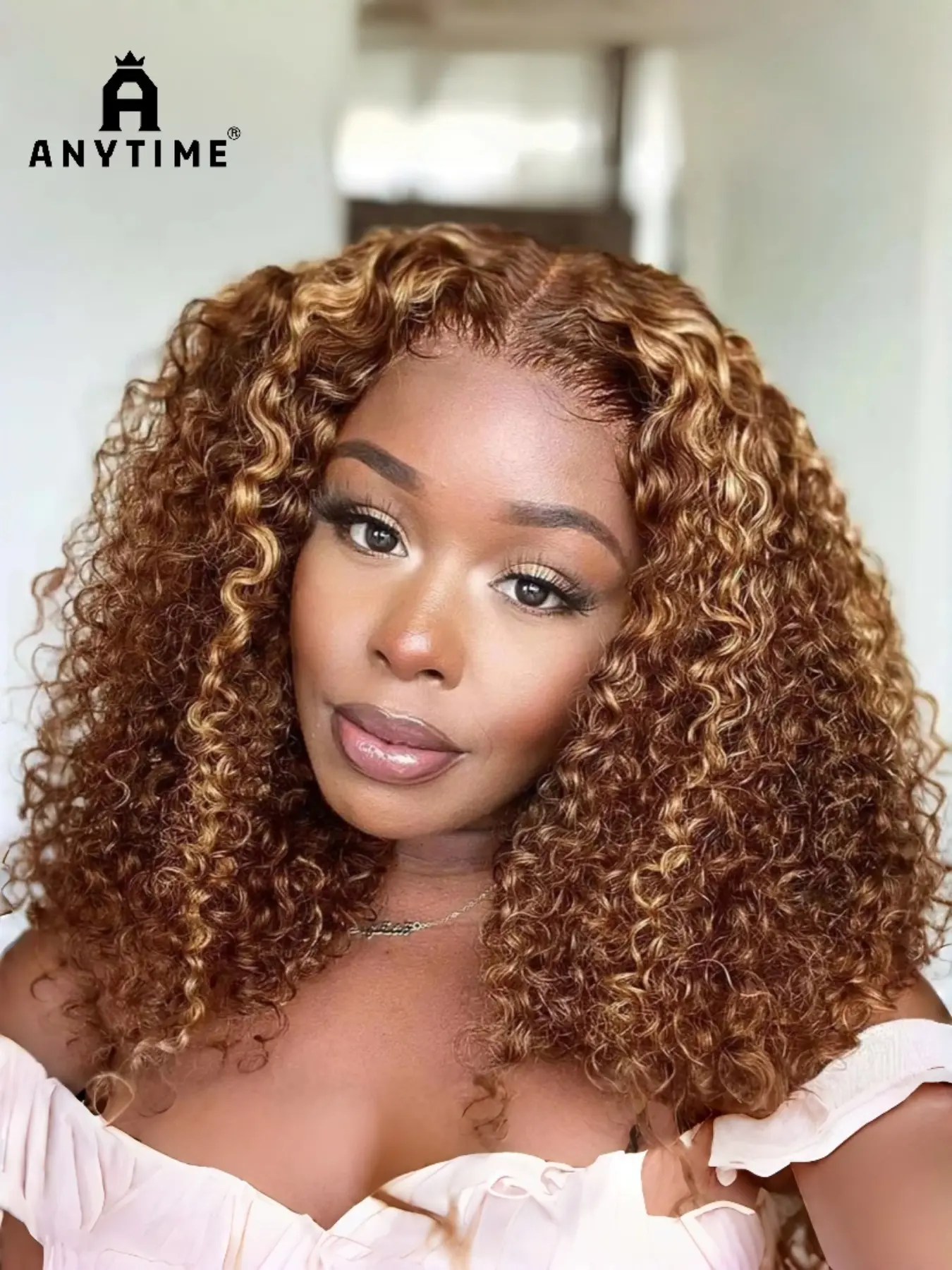 Anytime Bob Wig 4x4 Lace Water Wave Human Hair Wig, Wearable Pre-Bleached Pre-Cut Closure Short Curly Bob Wig, Natural Hairline 200% Density Curly Hair Wigs Human Hair Wavy, Loose Curly Wig