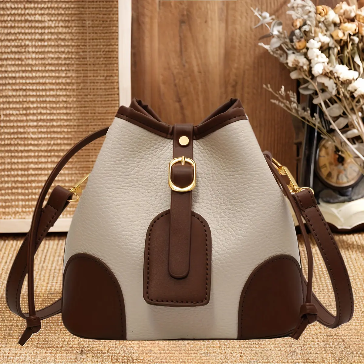 Stylish Shoulder Bags For Women, Color Blocked Drawstring Versatile Bucket Bags, Casual And Trendy Multi Functional High - Quality Daily Commuting Bags, Adjustable - Strap Crossbody Bags, As Well As Shopping And Travel Bags, Purses In Casual Style