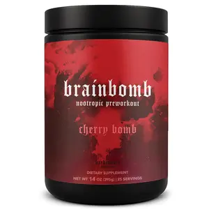 Bar Benders Supplements Brainbomb Nootropic Preworkout - Cherry Flavors - Explosive Energy, Caffeine, DMAE, Magnesium Threonate & More for Enhanced Focus and Performance - Fitness Dietary Edible Healthcare