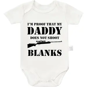 Baby Girls Graphic Cotton Bodysuit, Short-Sleeve Romper with Funny Daddy Print, Snap Button Closure Outfit for Infants 0-24 Months