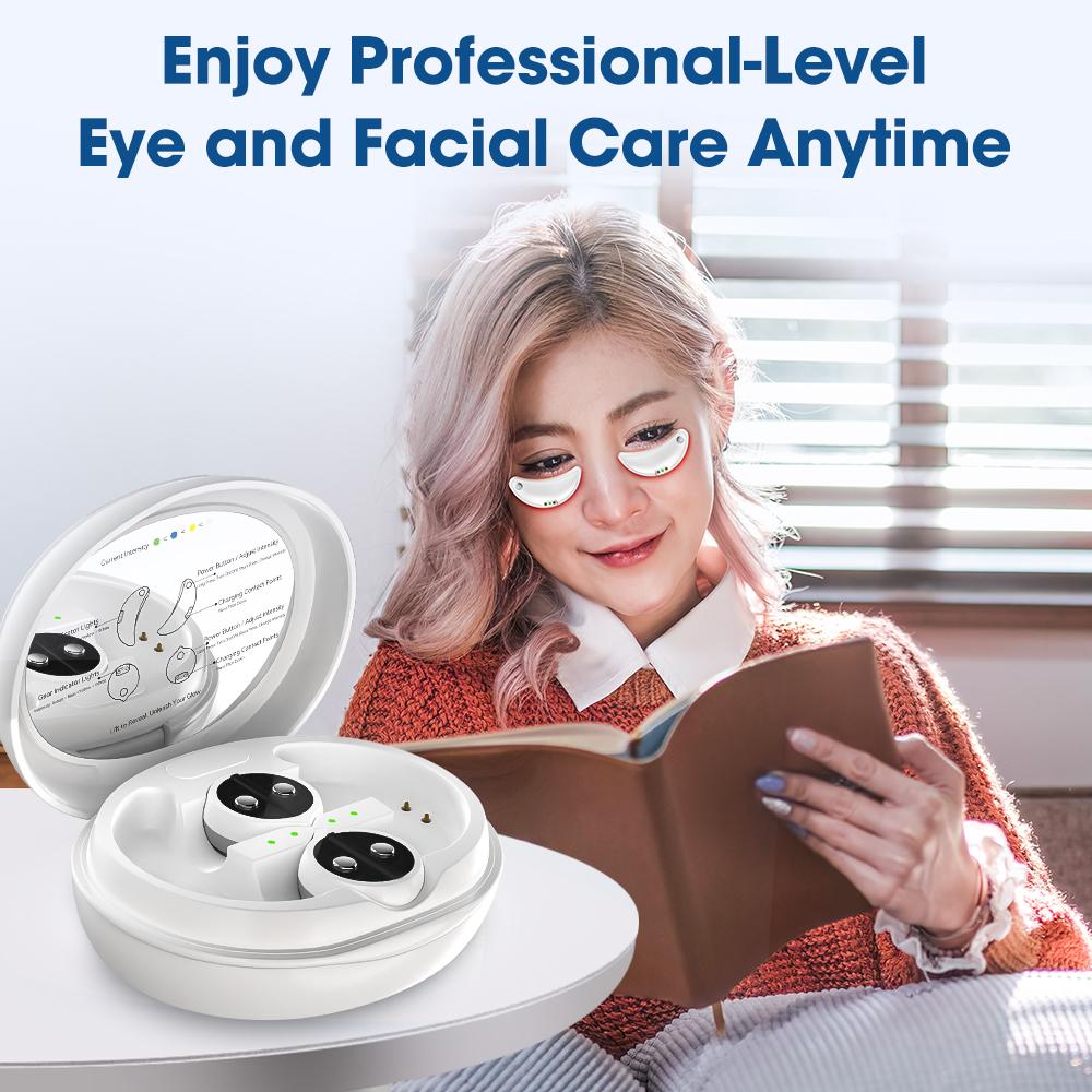 2-in-1 Electric Facial and Eye Massager Micro-current Red Light Skin Firming Device with Type-C Charging