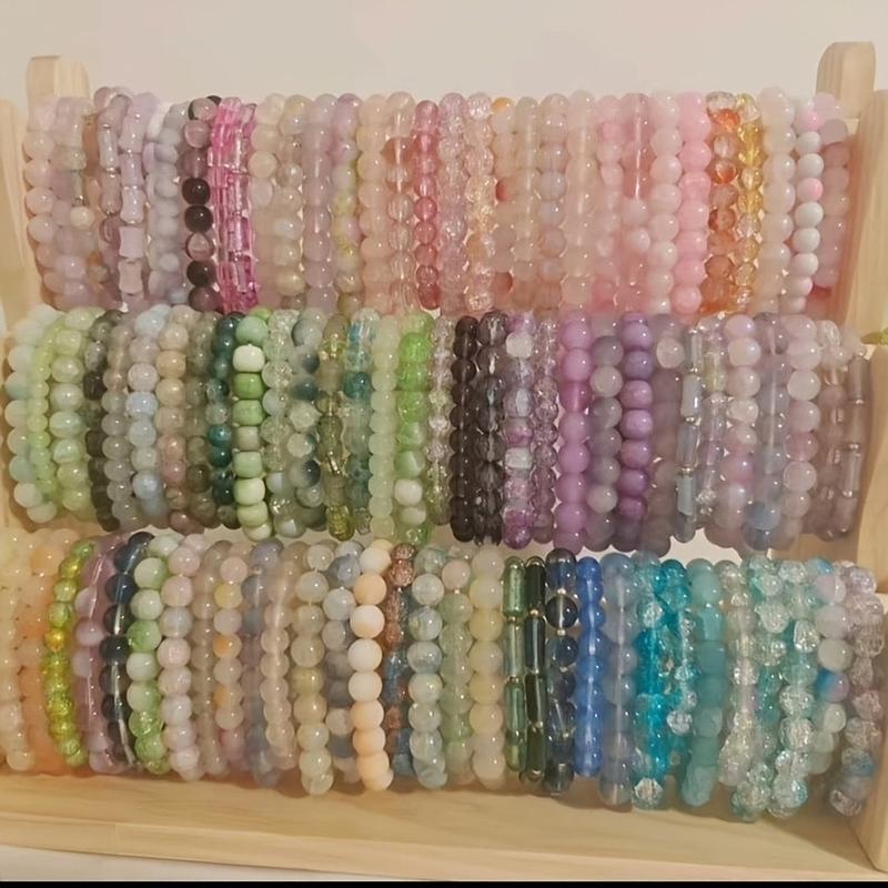 22pcs Mix Fashion Bohemian Beaded Bracelets Set, Multilayer Stackable Bracelets with Colorful  Clear Frosted Round Beads for Women Girls Gift & Daily Wear