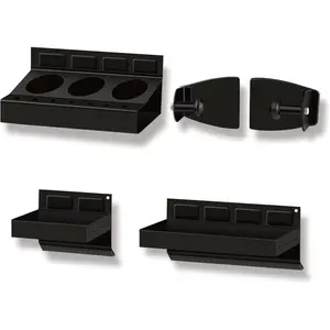 4-Piece Magnetic Tool Box Rack, Tray and Bracket Set, Magnetic Tool Box Tray Set, Suitable for Cabinet Side Rack Storage, Tool Box in Truck Workshop, Tool Organization and Storage