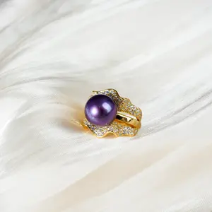 LYD007 9-13mm Purple Pearl Ring Pearls Elegant Design for Daily Wear or Formal Events for birthday/anniversary/holiday /retirement/ graduation presents