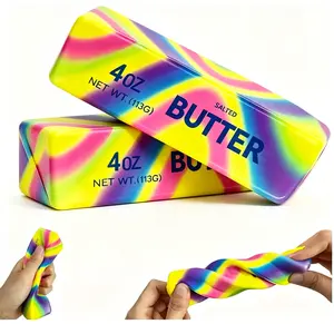 Realistic Butter Stick Squishy Toy, Slow-Rising Soft Squeeze Fidget Toy, Stress Relief Sensory Toy for Adults, Desk Decor Gift for Home & Office, Dazzling Colors
