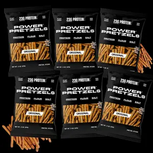 High Protein Pretzel Sticks, 23g Protein per Bag Dairy Free, Savory and Crunchy Low Calorie Snack for Active Adults, Great for Gym, Work, or On-the-Go, 2 oz (6 Pack)