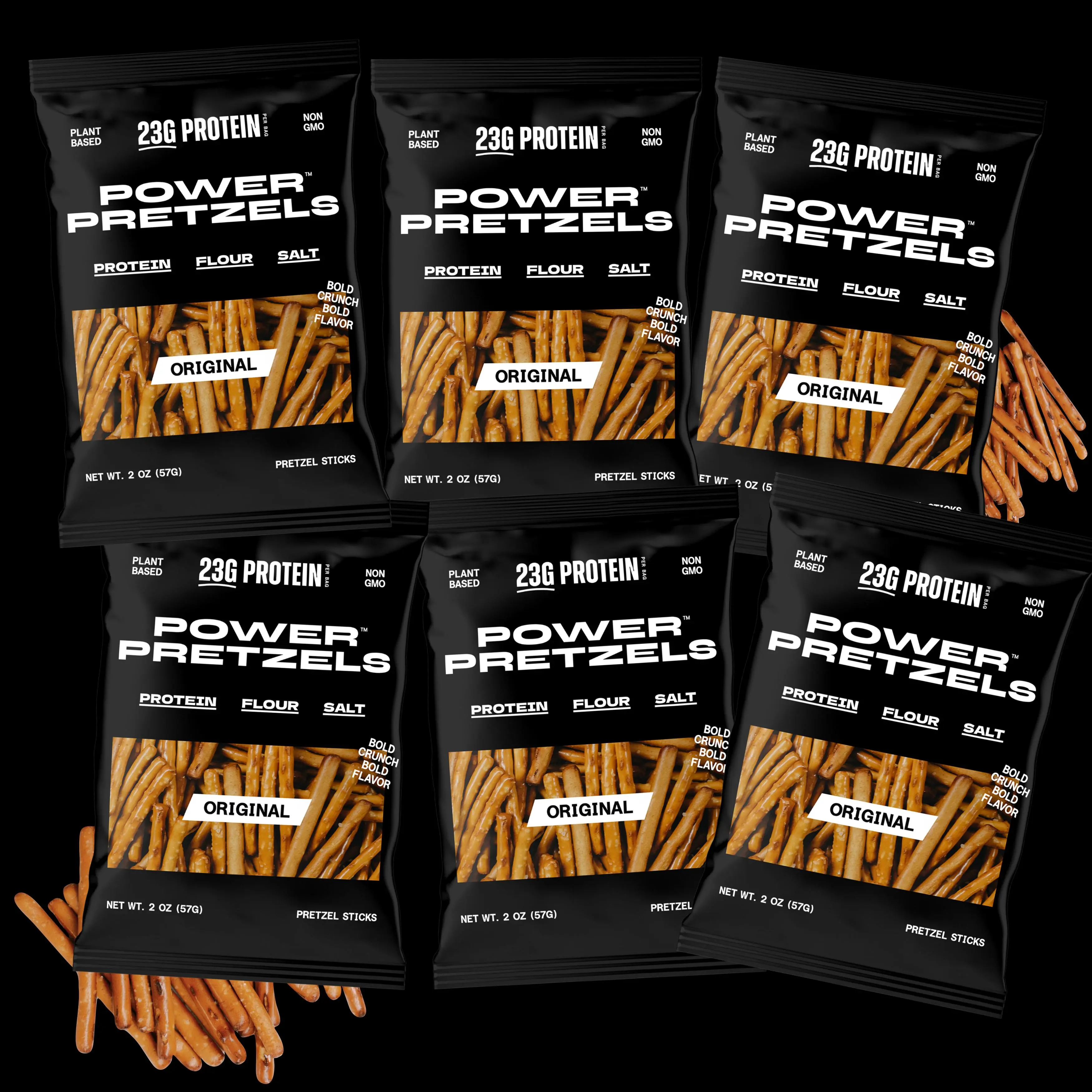 High Protein Pretzel Sticks, 23g Protein per Bag Dairy Free, Savory and Crunchy Low Calorie Snack for Active Adults, Great for Gym, Work, or On-the-Go, 2 oz (6 Pack)