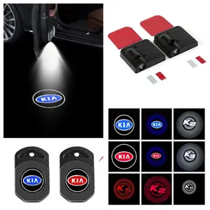4-Pack Kia Logo Car Door LED Welcome Projector Lights, Compatible with Kia K3/K5/Sportage/Sorento Series Vehicles, Peel-and-Stick Installation, Drill-Free & Non-Destructive, Waterproof Courtesy Lights, Multiple Styles Available