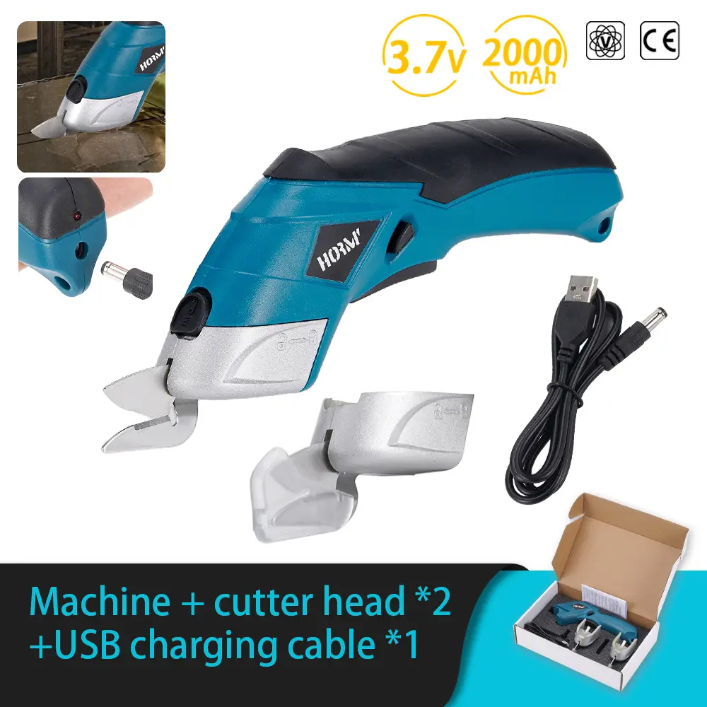 Hormy Cordless Electric Scissors 3.7V USB Rechargeable Sewing, Scrapbook, Handmade Alloy Steel Electric Scissors For Cutting Fabric, Cardboard, Carpet