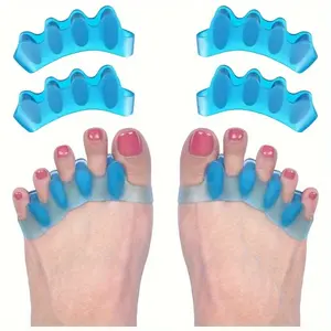4pcs Gel Toe Separator To Correct Bunion, Hallux Valgus Corrector, Silicone Five-finger Toe Orthotics Elastic foot ring Foot ring finger separator Women's clamp foot valgus five toes Pedicure Care Tool