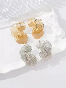 1 pair New Floral Fringe Hollow Earrings, Fashion Trendy Party Dress Accessories, Elegant High-End Women's Jewelry