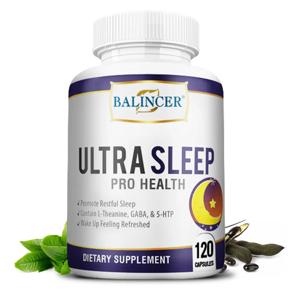 Balincer Natural Sleep Support Dietary Capsules - 3-Phase Compound Natural Blend Sleep Supplements with Mineral Magnesium, L-Theanine, GABA, Melatonin for Night Stress Relief, Gluten-Free Clean Vegan Unflavored Wellness Supplement for Adults - 120 Count,