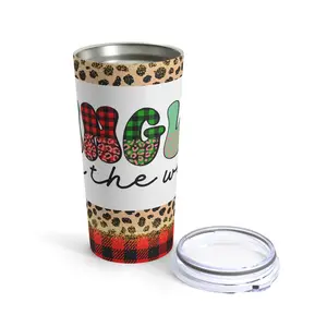 Jingle All the Way Plaid & Leopard Christmas Tumbler – Festive Buffalo Plaid and Animal Print Design, Tumbler 20oz Drinkware Stainless Lid Decorated tumbler gift