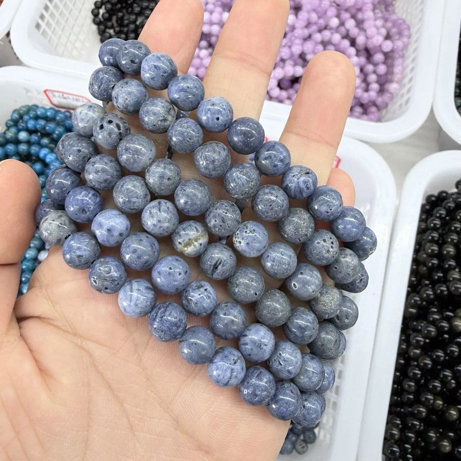 8MM Blue Coral Bracelet