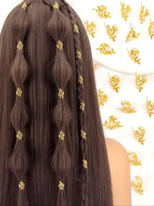 40pcs Vine Leaf Shaped Alloy Hair Braids Rings, Vintage Hair Pins for Dreadlocks, Summer Hair Accessories for Women & Girls