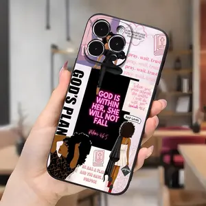 God Within Her Phone case for iPhone 17 16 Pro Max 15 Plus 14 13 12 11  Air XR XS E Black Women Pattern Full Body Protection Shockproof Soft Silicone Cover Gifts for Women, Accessories, Smartphone