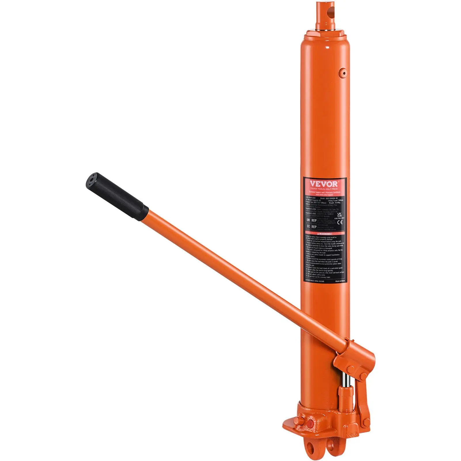 【summerfinds】VEVOR Hydraulic Long Ram Jack, 8 Ton Engine Hoist Cylinder with Single Piston Pump And Clevis Base, Hydraulic Ram Cylinder for Engine Lift Hoists, Hydraulic Garage/Shop Cranes, Mechanical, Farm