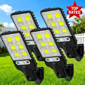 4 Pack Solar Street Light Outdoor with 120 LEDs Each – Smart Remote & IP65 Motion Sensor – 3 Modes (Security/Dim/Highlight) for Pathways, Garages, Backyards & Front Yards – Heavy-Duty Waterproof Lighting Solution for Home & Outdoor Areas