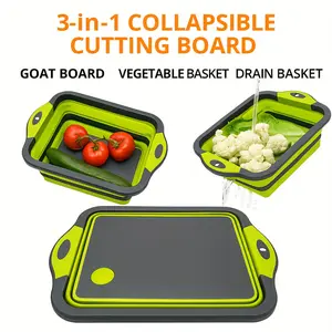 3-in-1 foldable multifunctional portable vegetable cutting board with sink and storage bowl, durable PP material, perfect for outdoor travel and home use, ideal holiday gift, travel cutting board | Foldable design | Lightweight chopping board