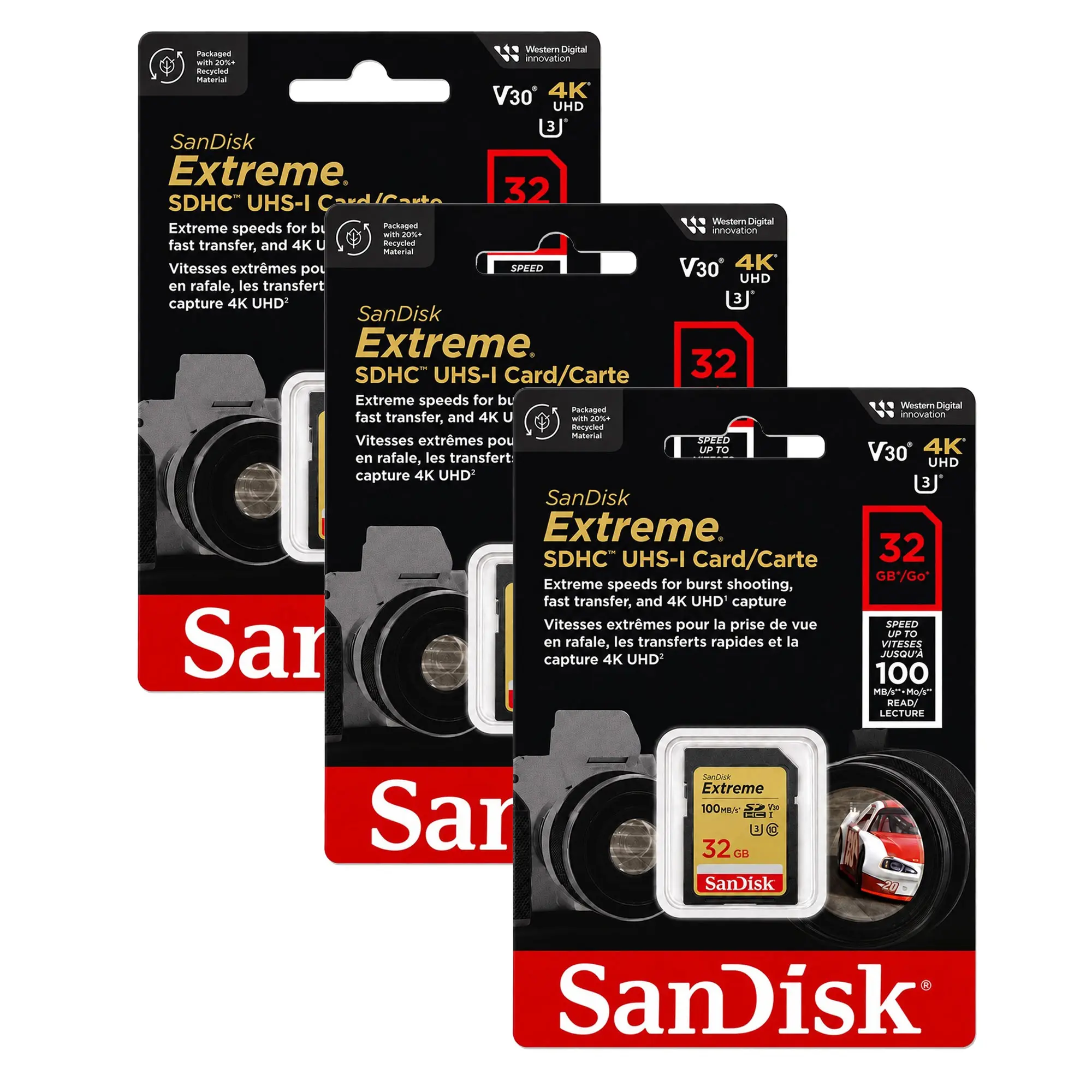 SanDisk Extreme 32GB SDHC UHS-I Memory Card 3-Pack