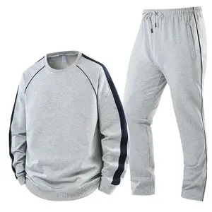 Sports suit men's breathable pure cotton loose fit plus fat plus plus size casual hoodie and pants two-piece set