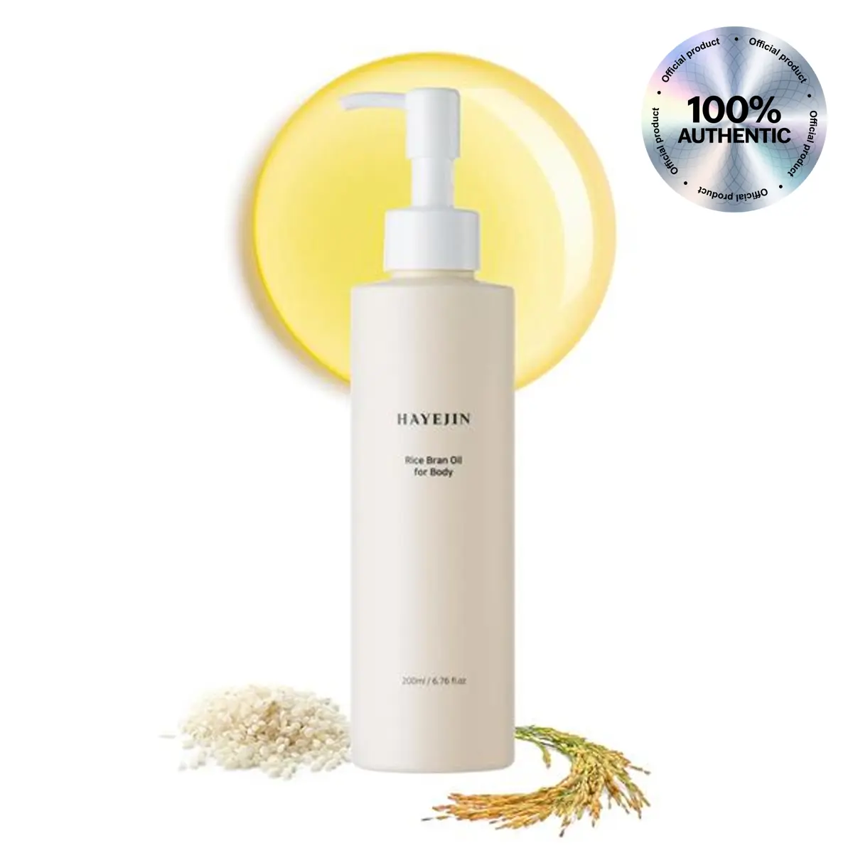 HAYEJIN Rice Bran Oil for Body -  Moisturizing Body Oil for Dry Skin w/ Rice Bran Oil & 6 Plant Oils & Peptides (6.76 fl oz) Coconut Chamomile