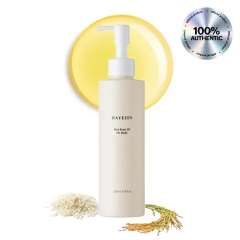 HAYEJIN Rice Bran Oil for Body -  Moisturizing Body Oil for Dry Skin w/ Rice Bran Oil & 6 Plant Oils & Peptides (6.76 fl oz) Coconut Chamomile
