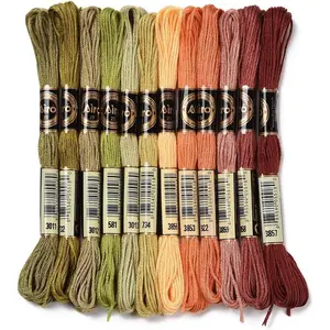 12 Skeins 105 Yards Embroidery Floss Thread Bulk Variegated Floss 6 Strands Green Orange Friendship Bracelet String Cross Stitch Threads for Jewelry Making Bracelet Stitching Craft Supply